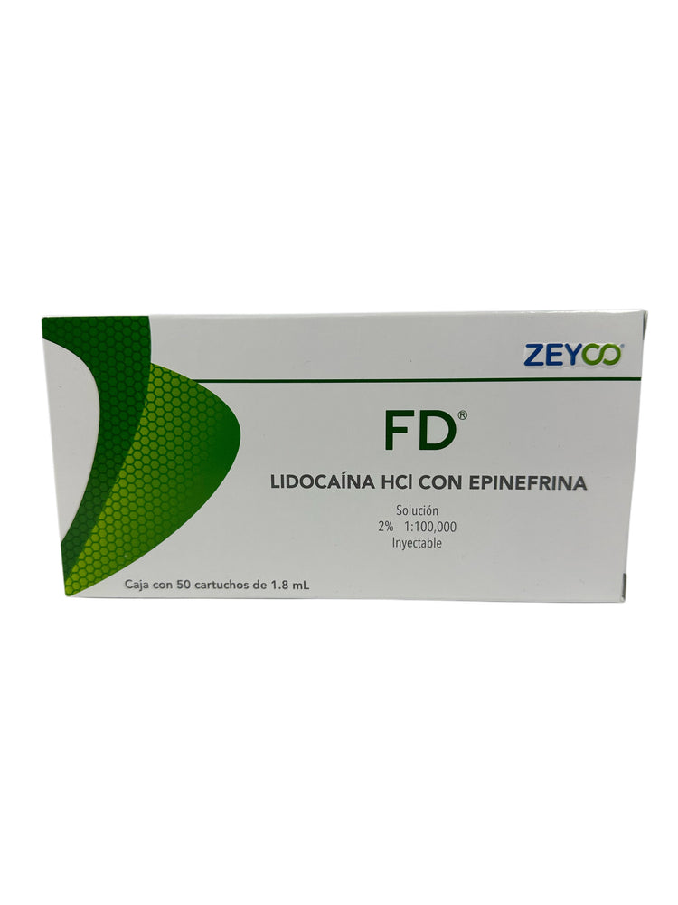 Anestesia Zeyco FD plástico - lidocaina c/epinefrina 2% - c/50