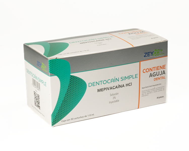 Anestesia Zeyco Dentocain - vidrio - mepivacaina 3% - c/50