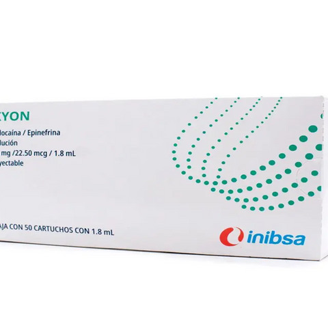Anestesia Inibsa Xyon - vidrio - lidocaina c/epinefrina 2% - c/50