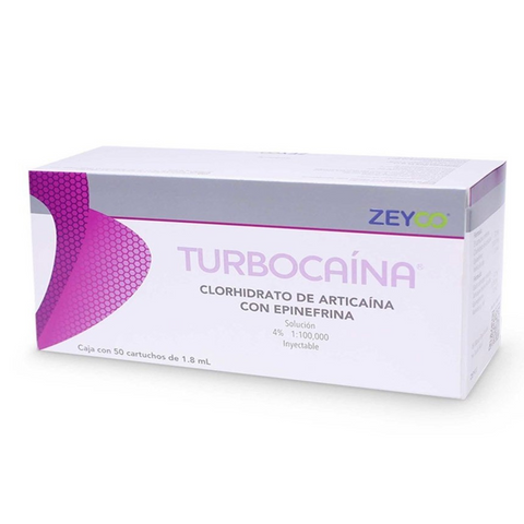 Anestesia Zeyco Turbocaina - vidrio - articaína c/epinefrina 4%