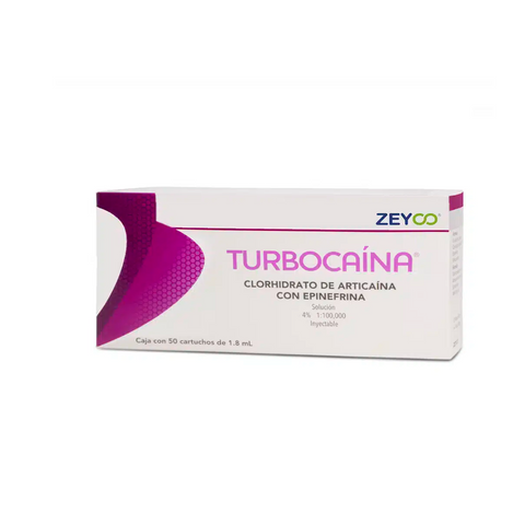 Anestesia Zeyco Turbocaina - plástico - articaína c/epinefrina 4% - c/50