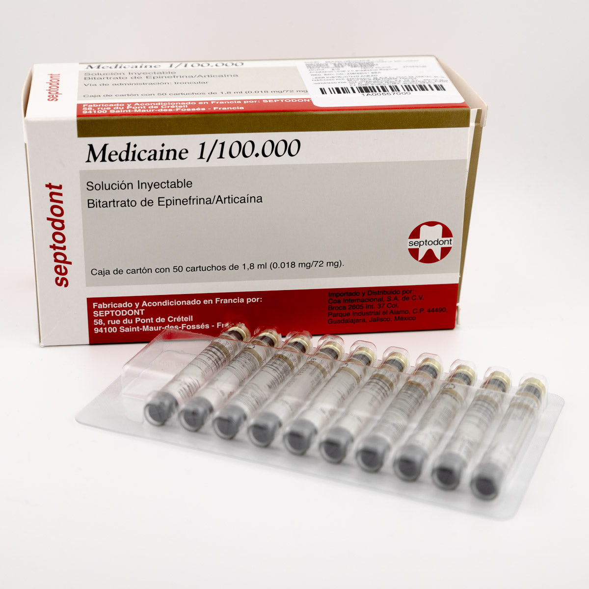Anestesia Septodont Medicaine 1/100 - Epinefrina C/Articaina