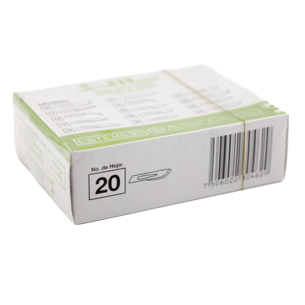 Hoja Bisturi #20 Sensimedical De Acero Al Carbon C/100
