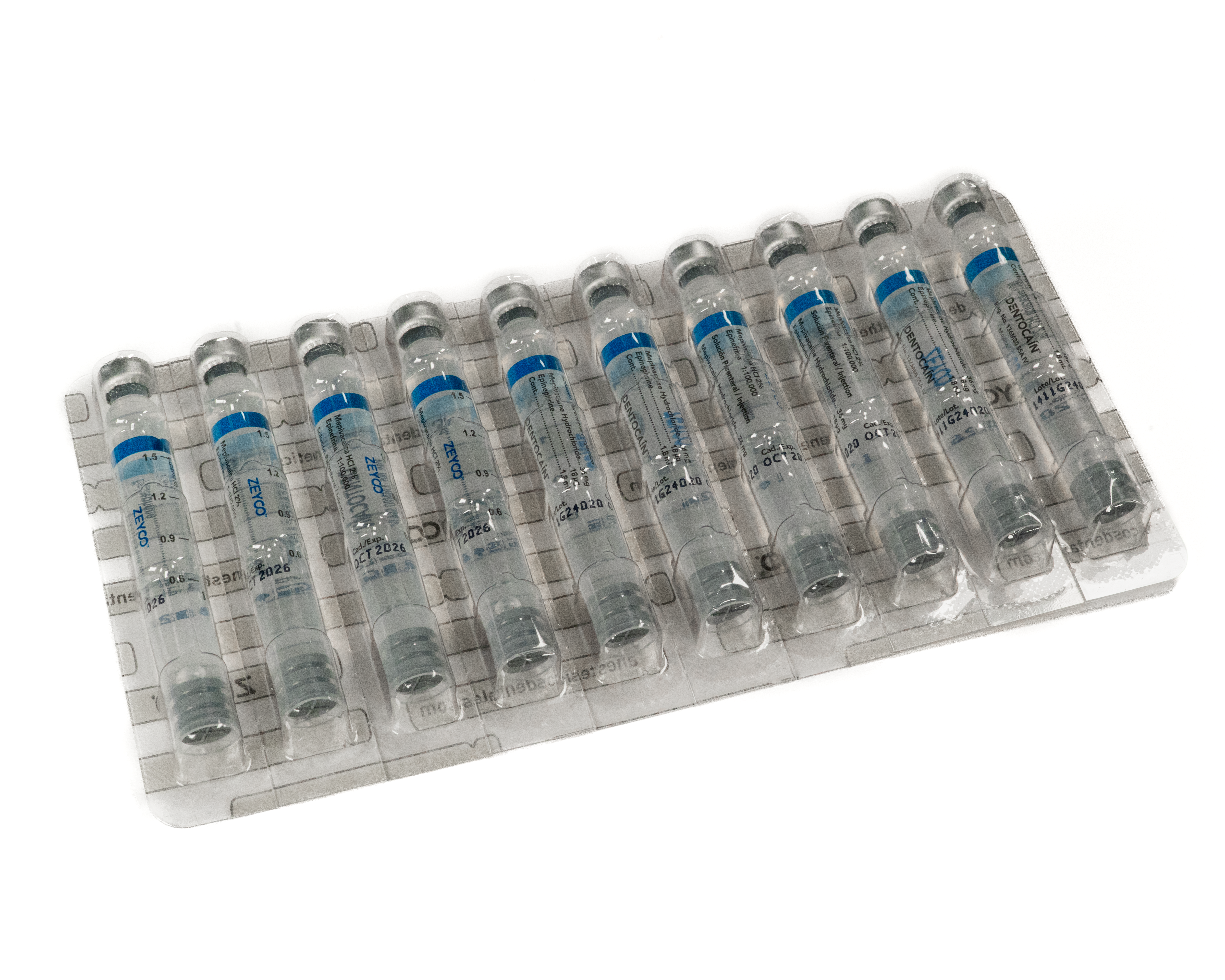 Anestesia Zeyco Dentocain - Vidrio - Mepivacaina C/Epinefrina 2%