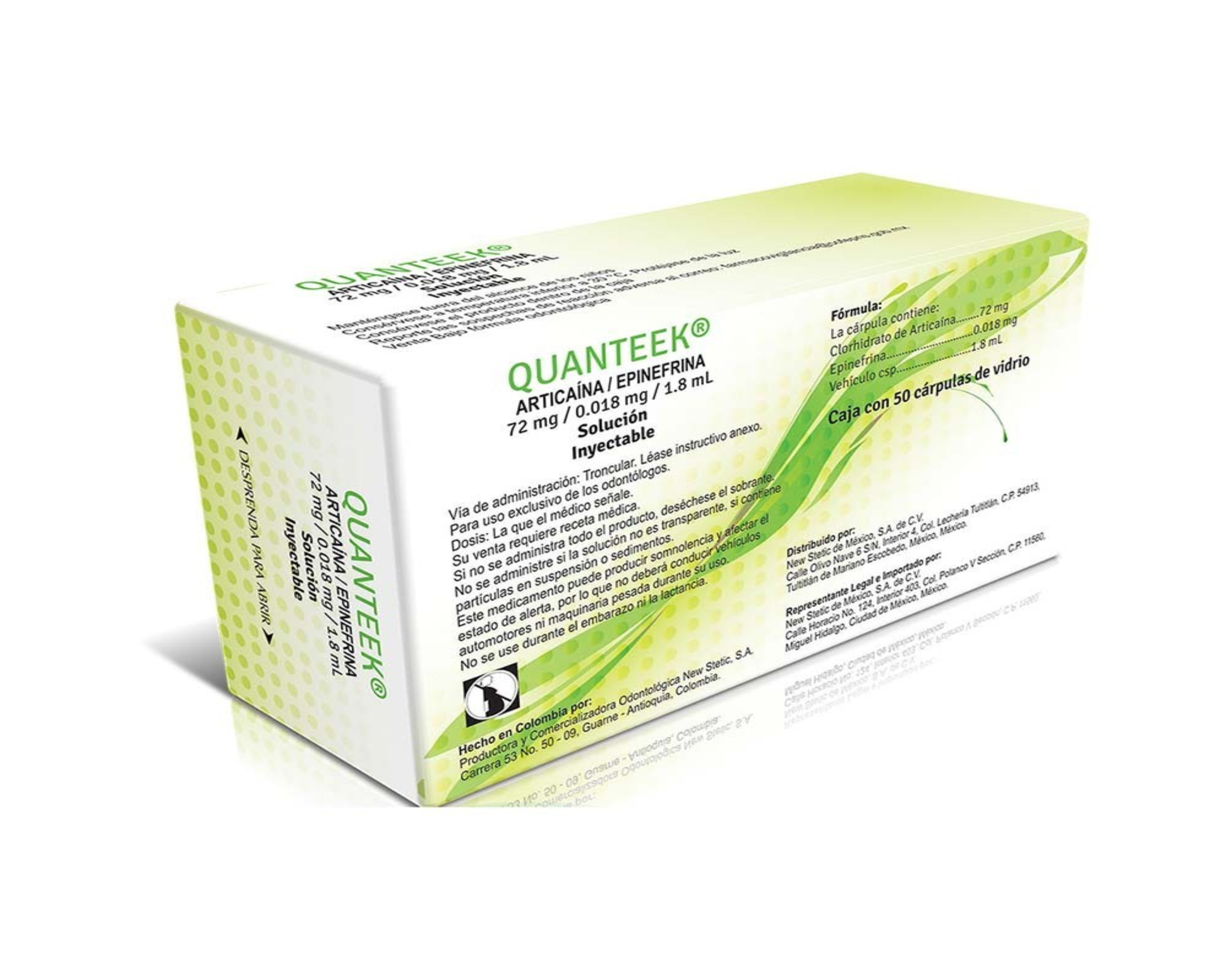 Anestesia New Stetic Quanteek - Vidrio -Articaina C/ Epinefrina 4%