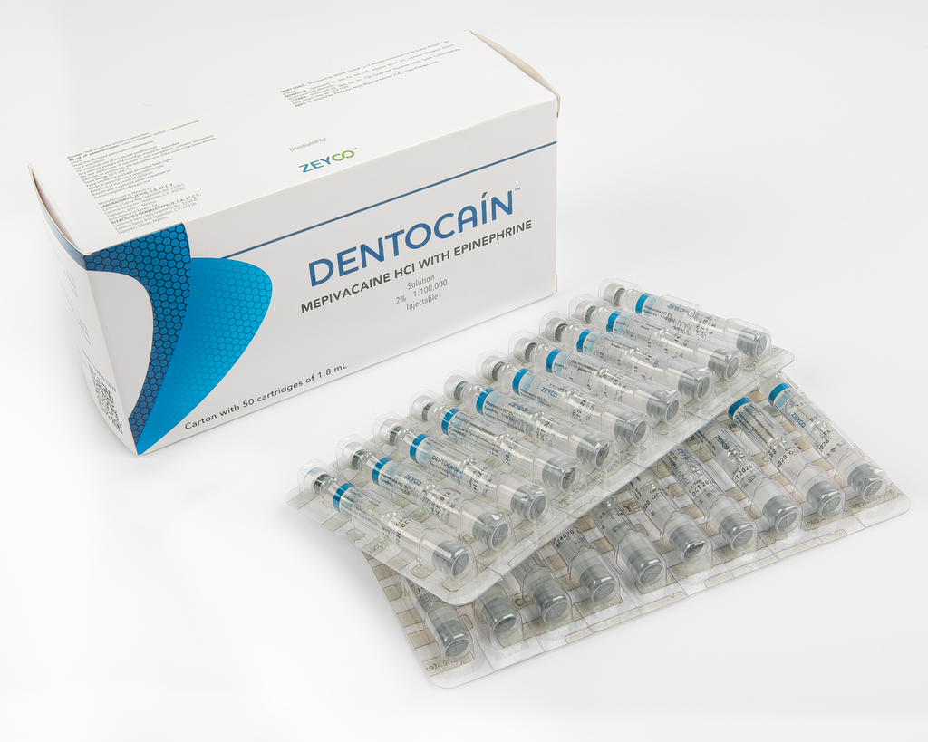 Anestesia Zeyco Dentocain - plástico - mepivacaina c/epinefrina 2% - c/50
