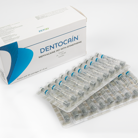 Anestesia Zeyco Dentocain - plástico - mepivacaina c/epinefrina 2% - c/50