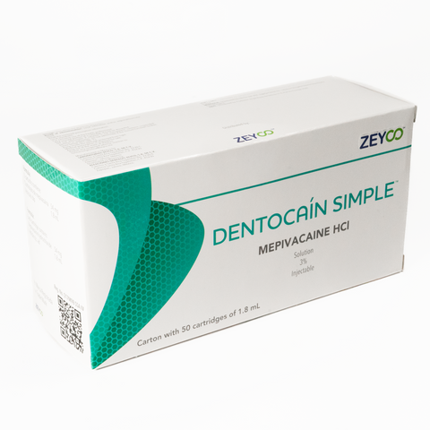 Anestesia Zeyco Dentocain - plástico - Mepivacaína 3% - c/50