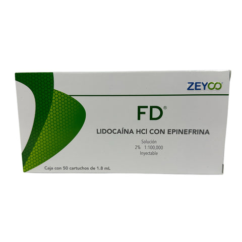 Anestesia Zeyco FD plástico - lidocaina c/epinefrina 2% - c/50
