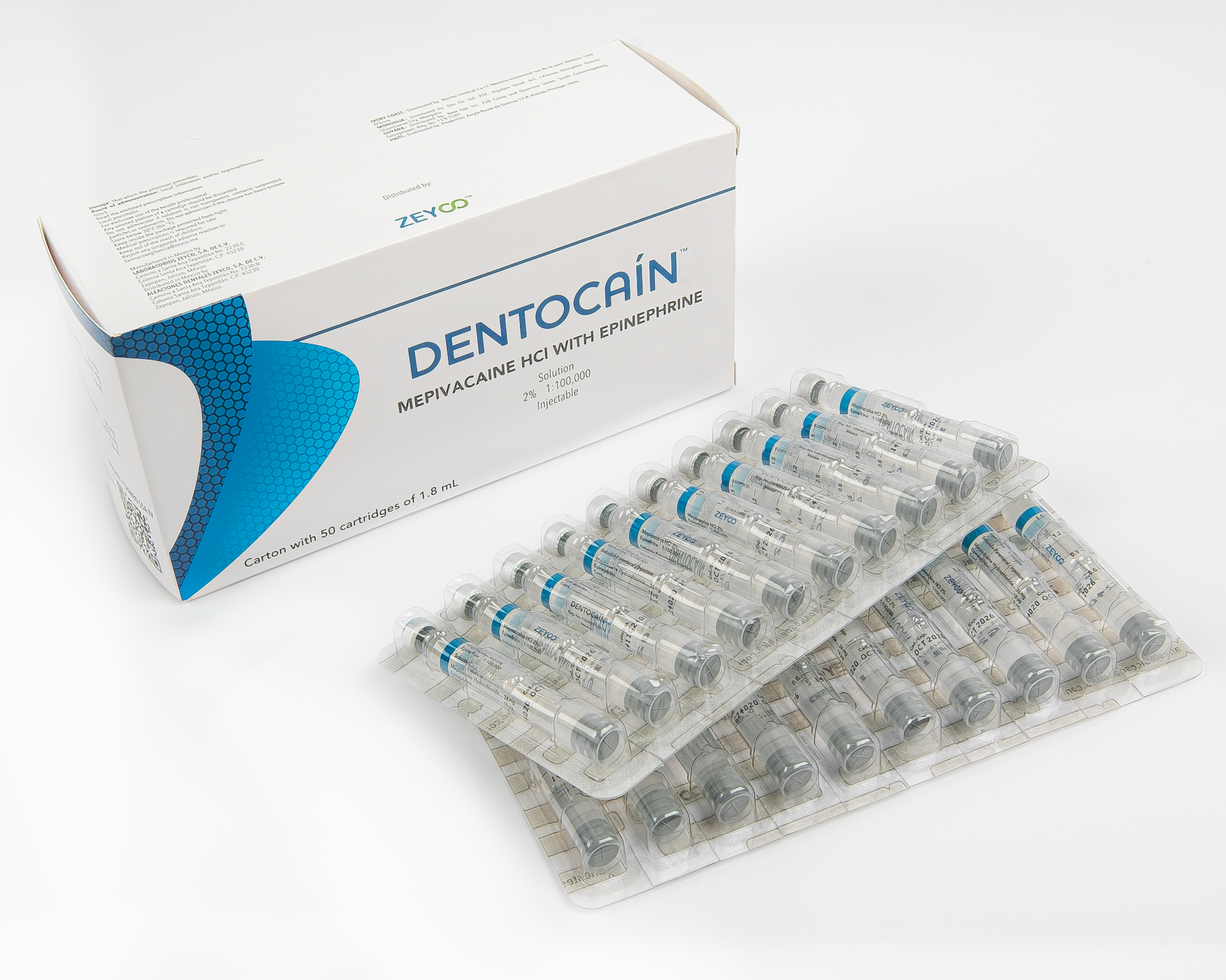 Anestesia Zeyco Dentocain - Plastico - Mepivacaina C/Epinefrina 2%
