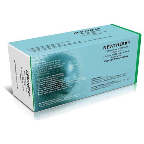 Anestesia Newtheek vidrio - lidocaina c/ epinefrina 2% - c/50