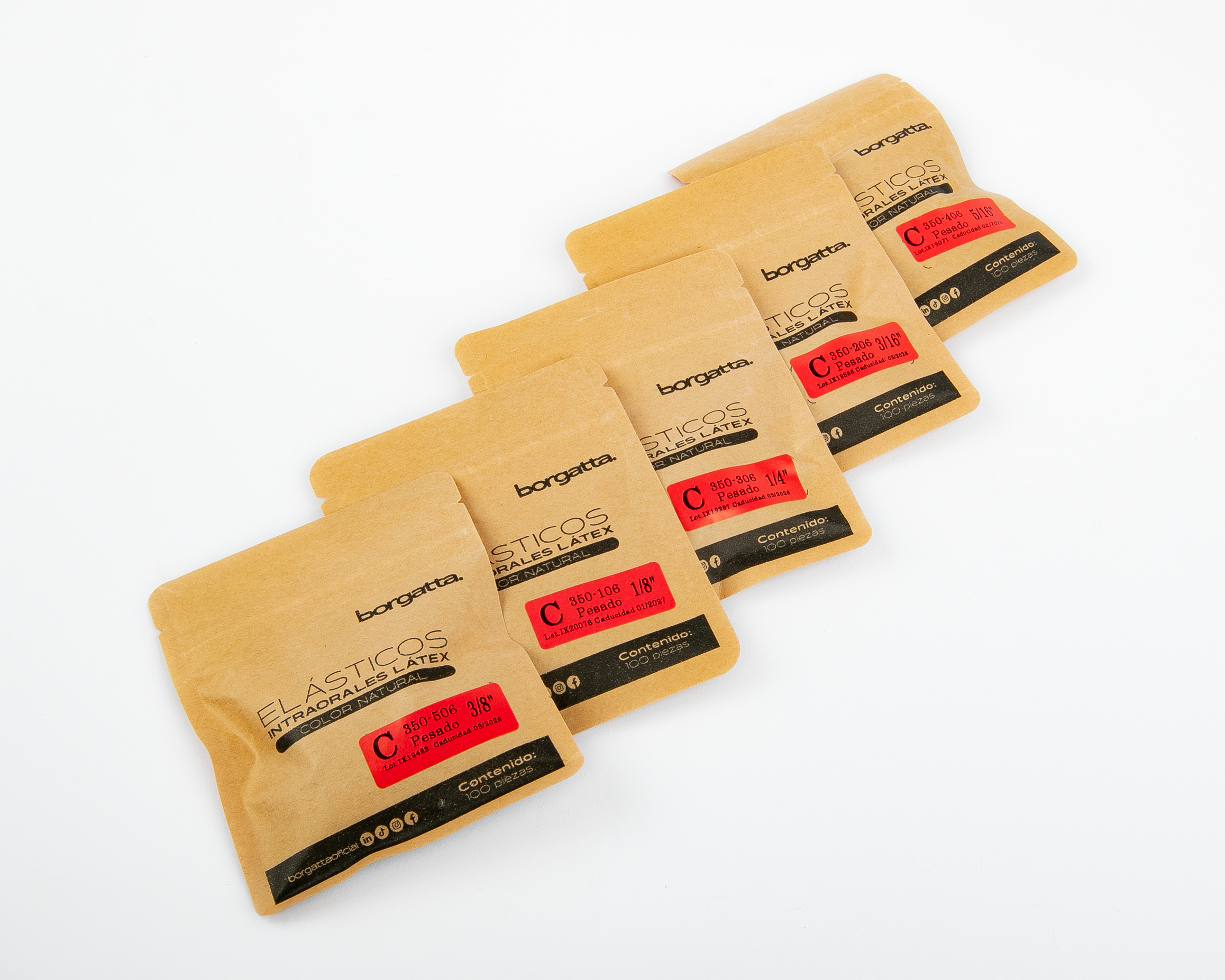 Elasticos Intraorales Latex Bolsa C/100 Ligas Intermaxilares