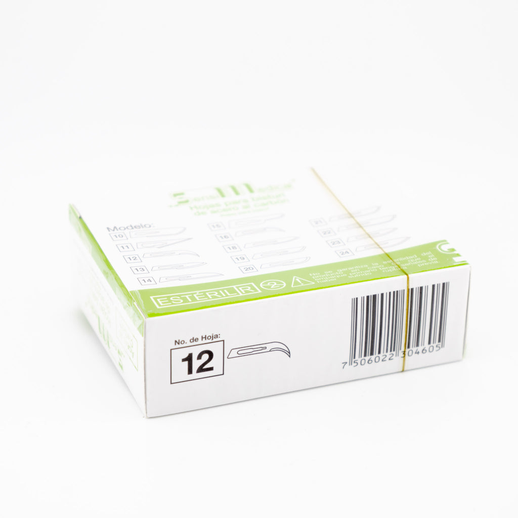 Hoja De Bisturi #12 Sensimedical De Acero Al Carbon Pz