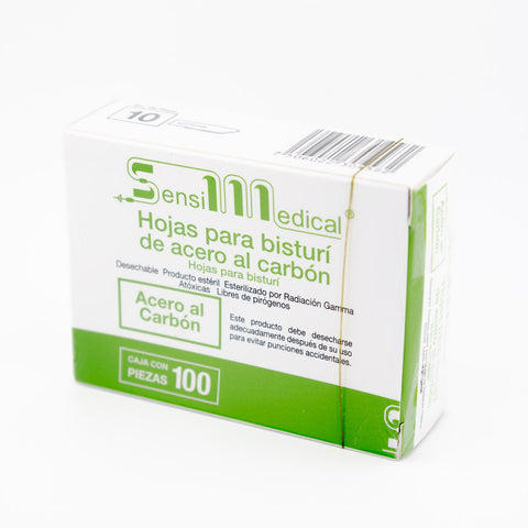 Hoja Bisturi #10 Sensimedical de acero al carbon C/100