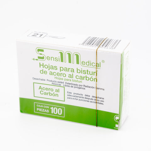 Hoja Bisturi #21 Sensimedical de acero al carbon C/100