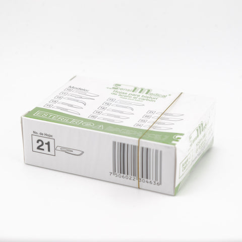 Hoja Bisturi #21 Sensimedical de acero al carbon C/100