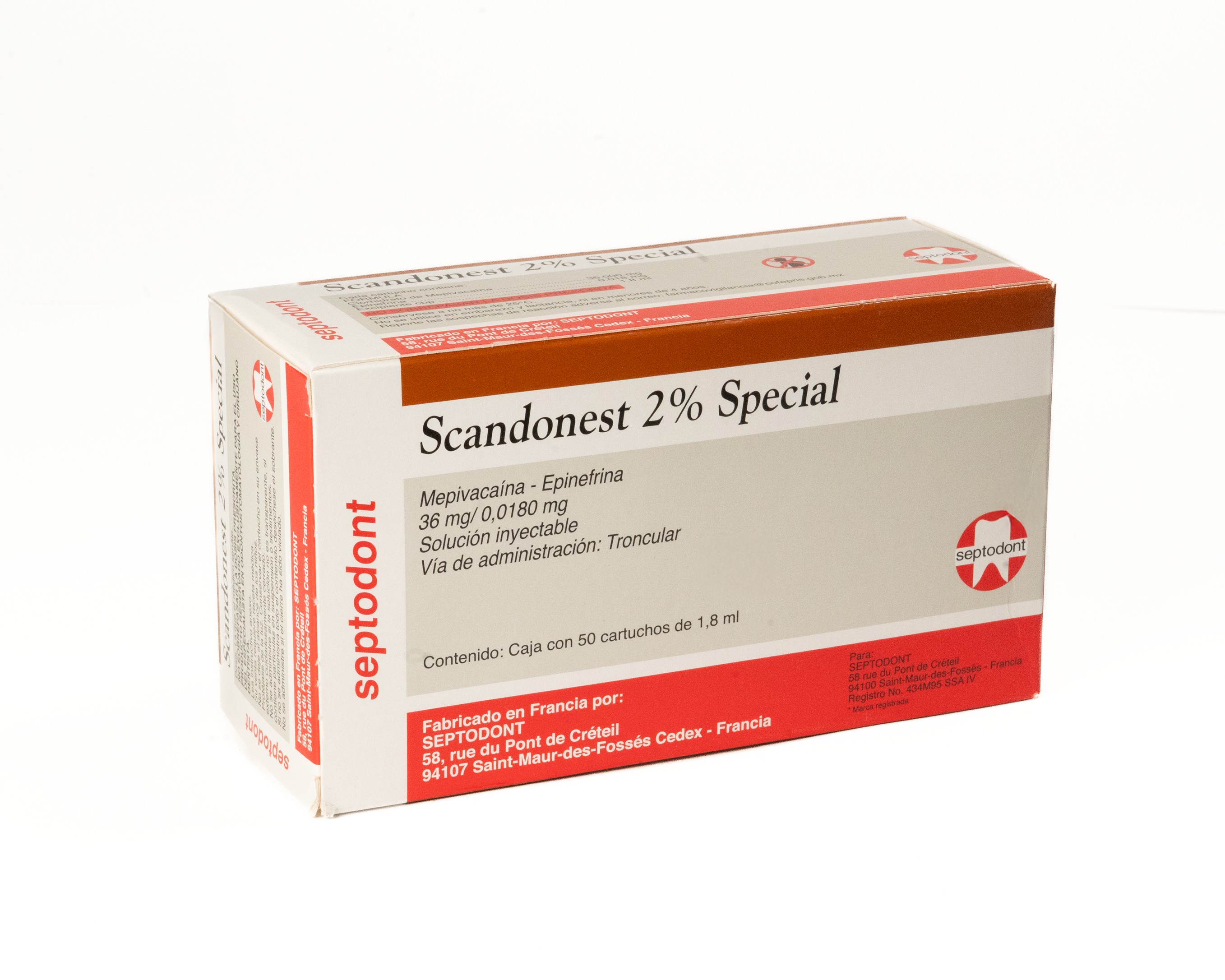 Anestesia Septodont Scandonest - Mepivacaina C/Epinefrina 2%