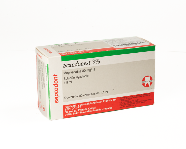Anestesia Septodont Scandonest - mepivacaina 3% - c/50