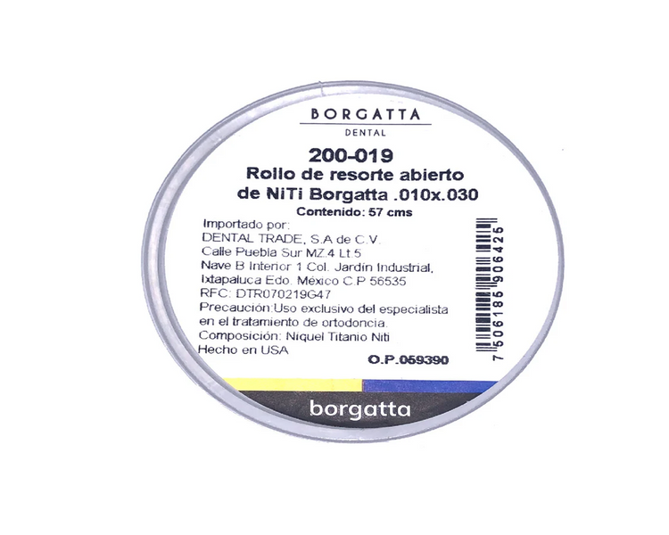 Tira Resorte Abierto Niti Borgatta .010x030