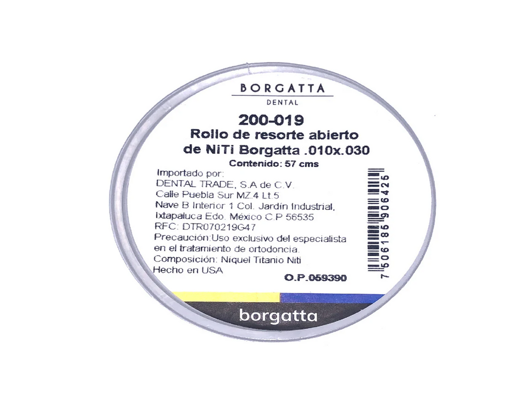 Tira Resorte Abierto Niti Borgatta .010x030