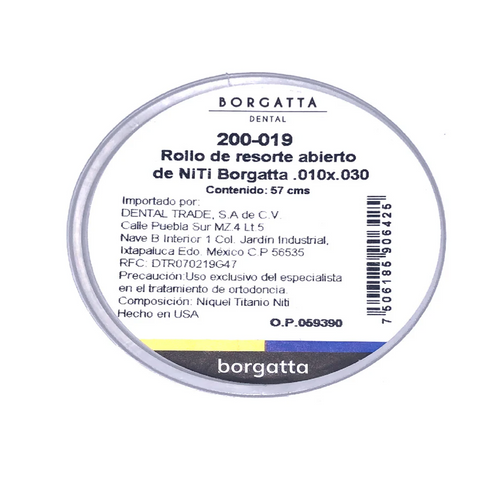 Tira Resorte Abierto Niti Borgatta .010x030